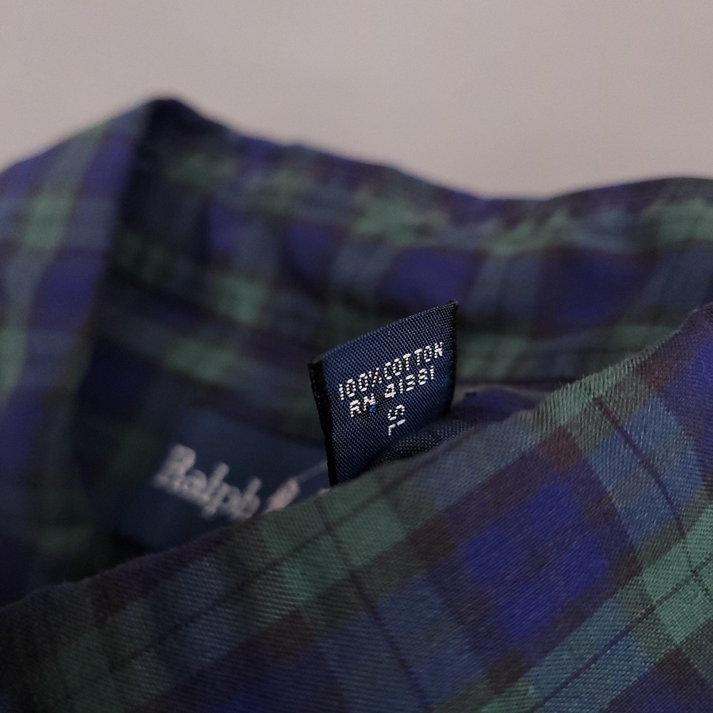 Ralph Lauren Shirt Mens Large Blackwatch Plaid‎ Button Down Long Sleeve Pocket - Picture 5 of 13